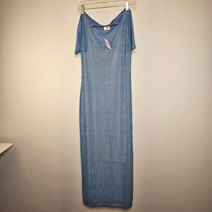 NWT CottonOn blue mesh short sleeve maxi dress size S US. Lining is tan colored.